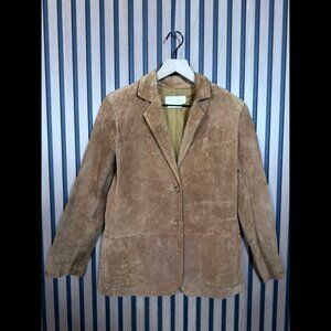 Margaret Godfrey Leather Jacket 4 Petite Womens Brown 100% Genuine Suede